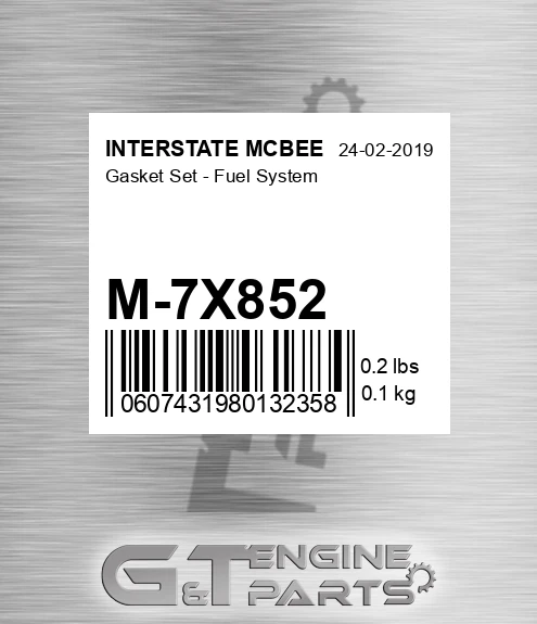 M-7X852 Gasket Set - Fuel System for INTERSTATE MCBEE
