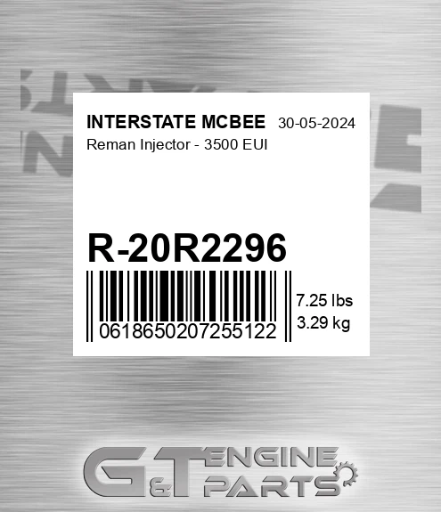 R-20R2296 Reman Injector - 3500 Eui