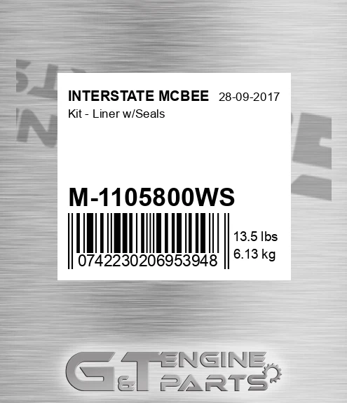 M-1105800WS Kit - Liner W/seals for INTERSTATE MCBEE