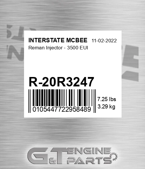R-20R3247 Reman Injector - 3500 Eui