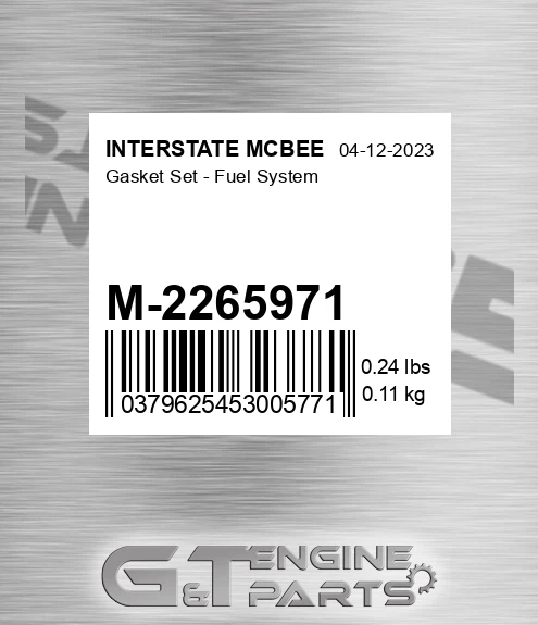 M-2265971 Gasket Set - Fuel System for INTERSTATE MCBEE