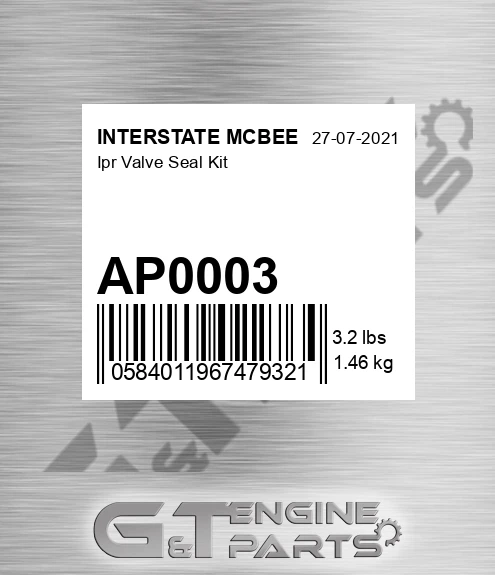 AP0003 Ipr Valve Seal Kit