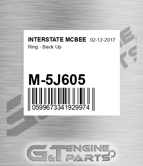 M-5J605 Ring - Back Up for INTERSTATE MCBEE