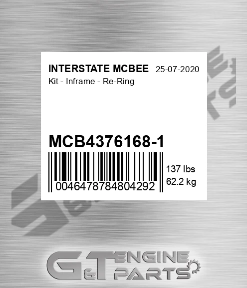MCB4376168-1 Kit - Inframe - Re-ring for INTERSTATE MCBEE