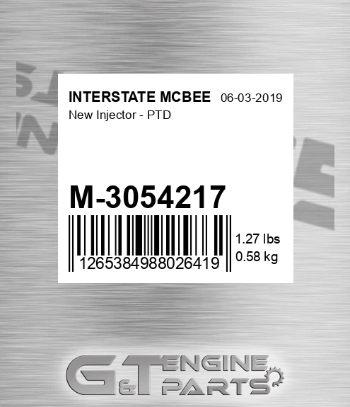 M-3054217 New Injector - Ptd for INTERSTATE MCBEE