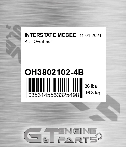 OH3802102-4B Kit - Overhaul for INTERSTATE MCBEE