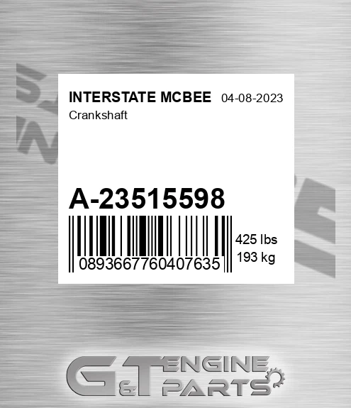 A-23515598 Crankshaft for INTERSTATE MCBEE