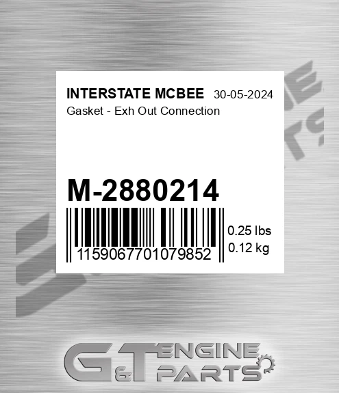 M-2880214 Gasket - Exh Out Connection for INTERSTATE MCBEE