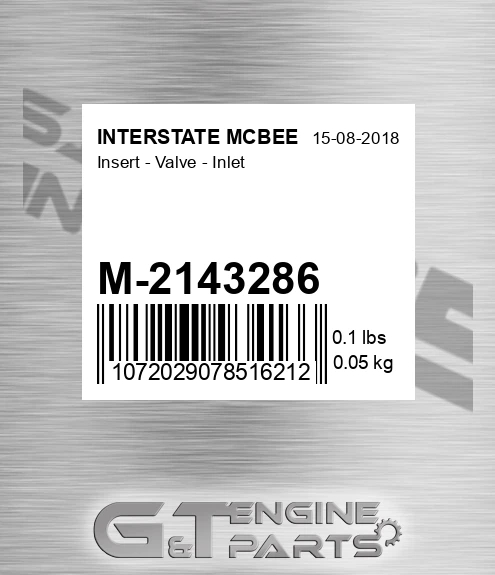 M-2143286 Insert - Valve - Inlet for INTERSTATE MCBEE