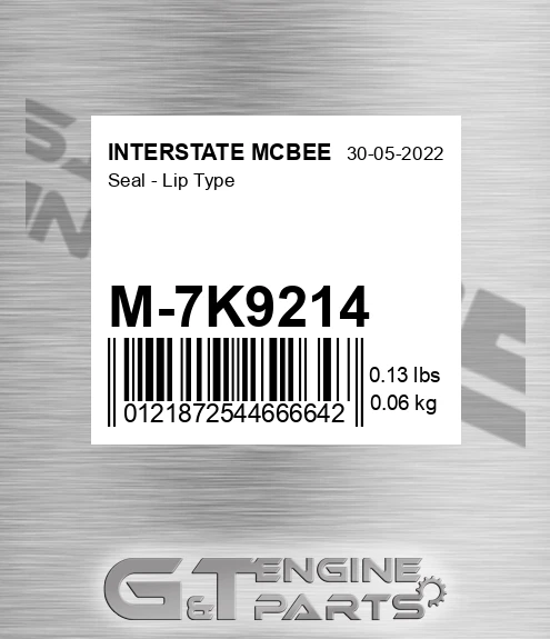 M-7K9214 Seal - Lip Type for INTERSTATE MCBEE