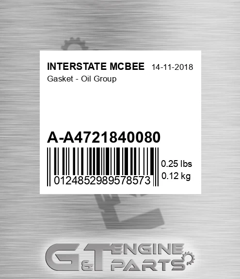 A-A4721840080 Gasket - Oil Group