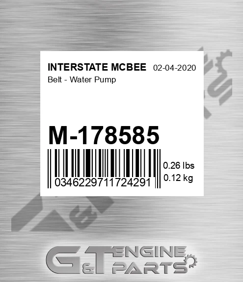 M-178585 Belt - Water Pump for INTERSTATE MCBEE