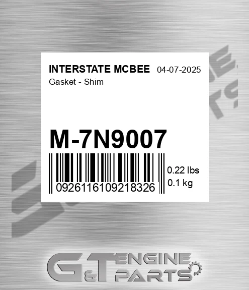 M-7N9007 Gasket - Shim for INTERSTATE MCBEE