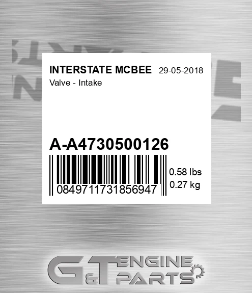 A-A4730500126 Valve - Intake for INTERSTATE MCBEE