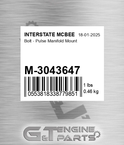 M-3043647 Bolt - Pulse Manifold Mount