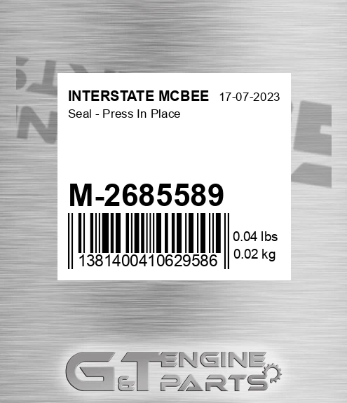 M-2685589 Seal - Press In Place for INTERSTATE MCBEE