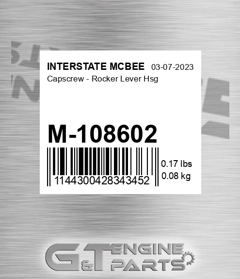 M-108602 Capscrew - Rocker Lever Hsg