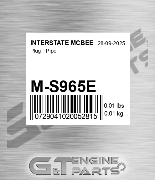 M-S965E Plug - Pipe