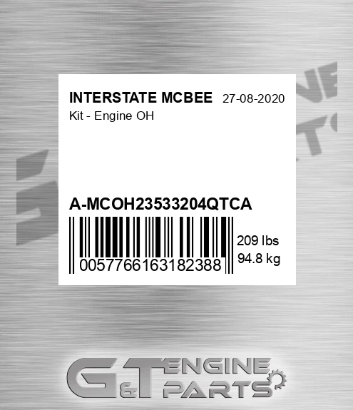 A-MCOH23533204QTCA Kit - Engine Oh