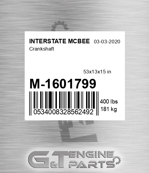 M-1601799 Crankshaft for INTERSTATE MCBEE
