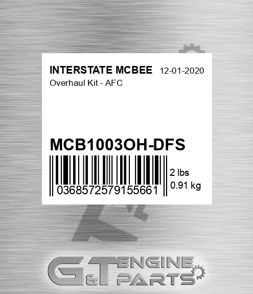 MCB1003OH-DFS Overhaul Kit - Afc for INTERSTATE MCBEE