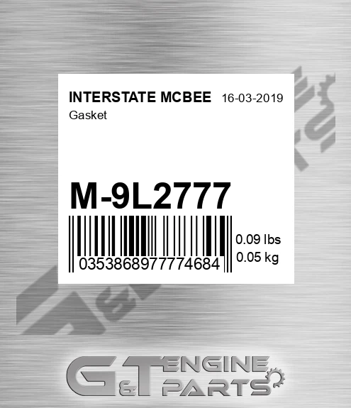 M-9L2777 Gasket for INTERSTATE MCBEE