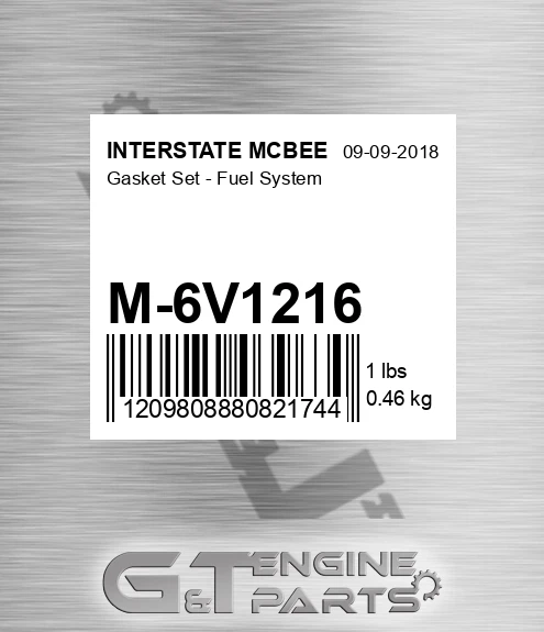 M-6V1216 Gasket Set - Fuel System for INTERSTATE MCBEE