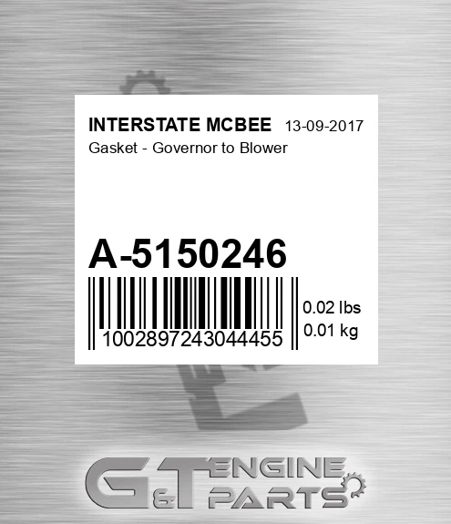 A-5150246 Gasket - Governor To Blower