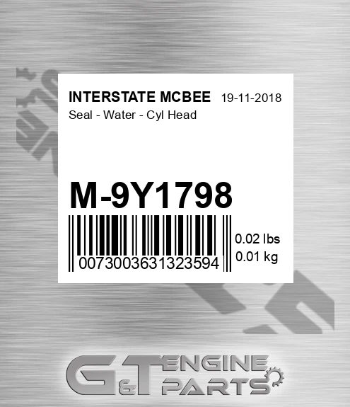 M-9Y1798 Seal - Water - Cyl Head for INTERSTATE MCBEE
