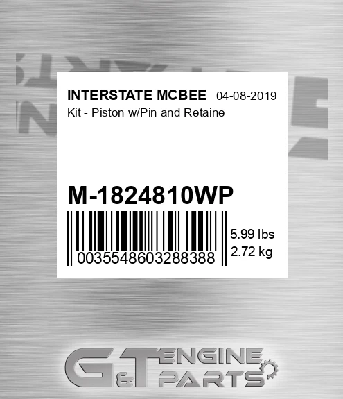 M-1824810WP Kit - Piston W/pin And Retaine