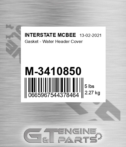 M-3410850 Gasket - Water Header Cover for INTERSTATE MCBEE
