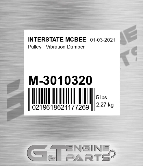 M-3010320 Pulley - Vibration Damper for INTERSTATE MCBEE