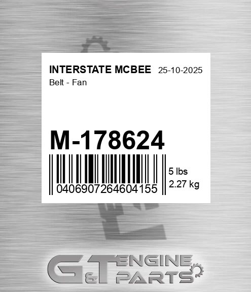 M-178624 Belt - Fan for INTERSTATE MCBEE