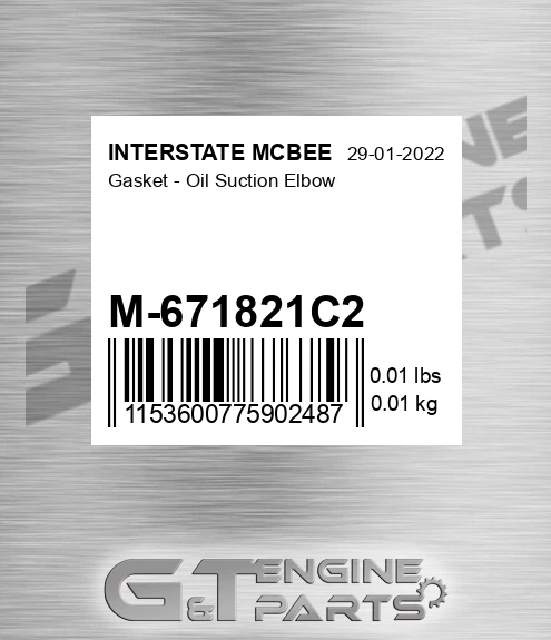 M-671821C2 Gasket - Oil Suction Elbow