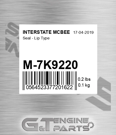 M-7K9220 Seal - Lip Type for INTERSTATE MCBEE