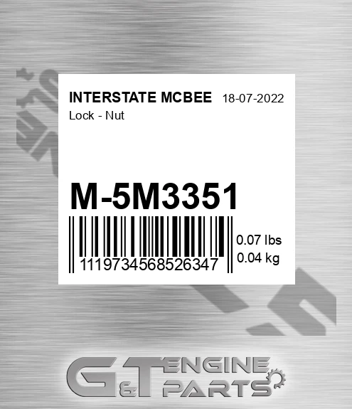 M-5M3351 Lock - Nut for INTERSTATE MCBEE