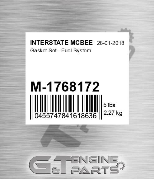 M-1768172 Gasket Set - Fuel System for INTERSTATE MCBEE