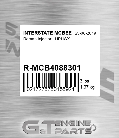 R-MCB4088301 Reman Injector - Hpi Isx