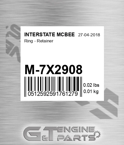 M-7X2908 Ring - Retainer for INTERSTATE MCBEE