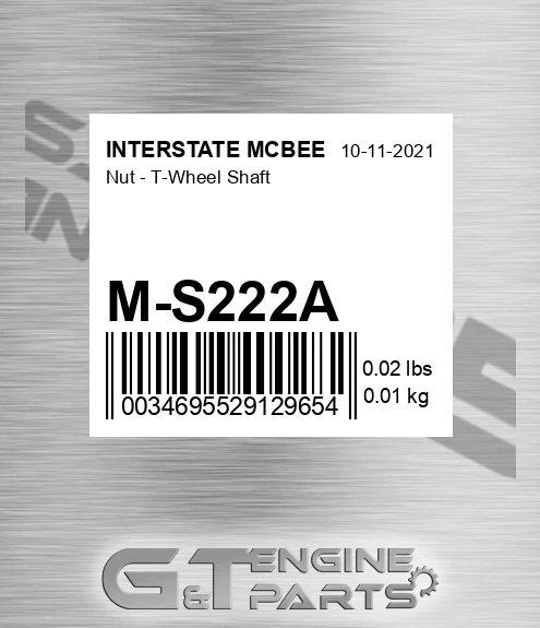 M-S222A Nut - T-wheel Shaft