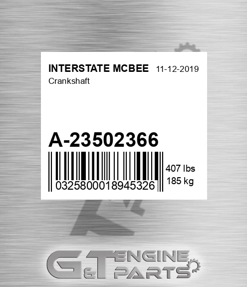A-23502366 Crankshaft for INTERSTATE MCBEE