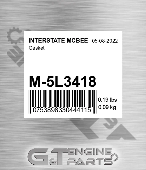 M-5L3418 Gasket for INTERSTATE MCBEE