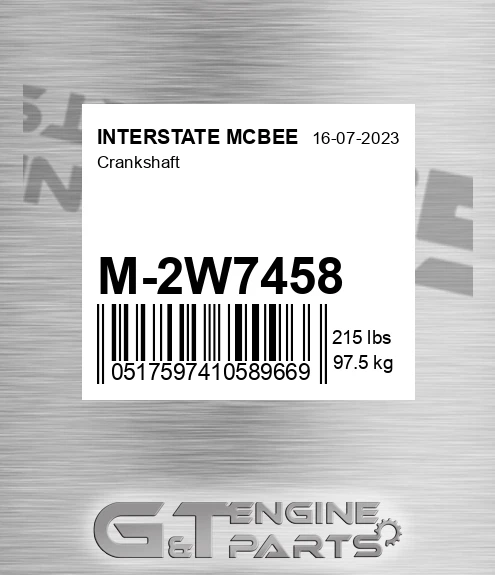 M-2W7458 Crankshaft for INTERSTATE MCBEE