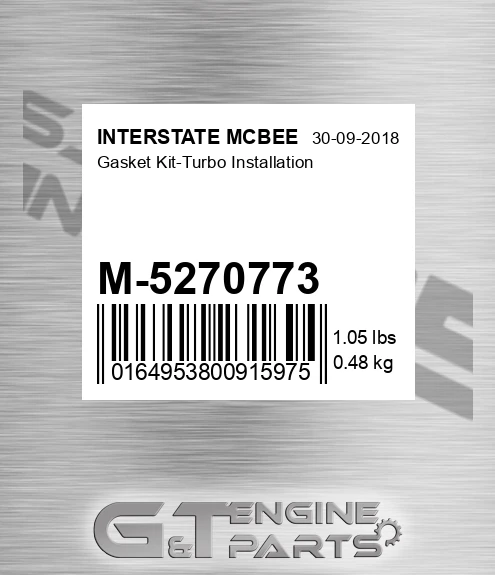 M-5270773 Gasket Kit-turbo Installation