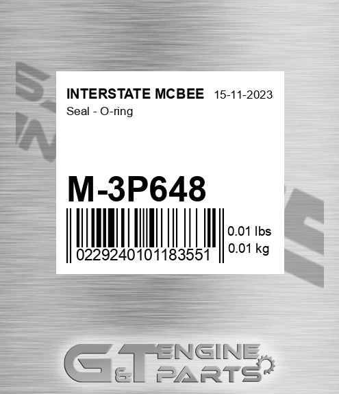 M-3P648 Seal - O-ring for INTERSTATE MCBEE
