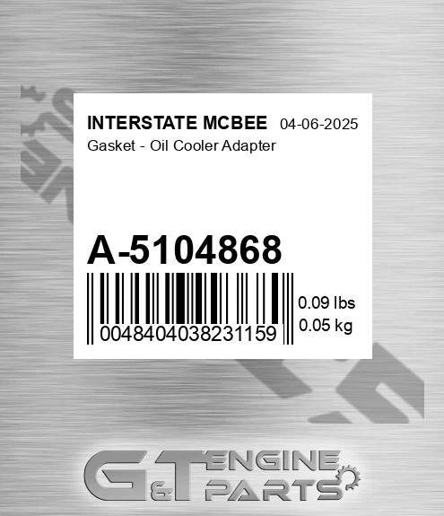 A-5104868 Gasket - Oil Cooler Adapter