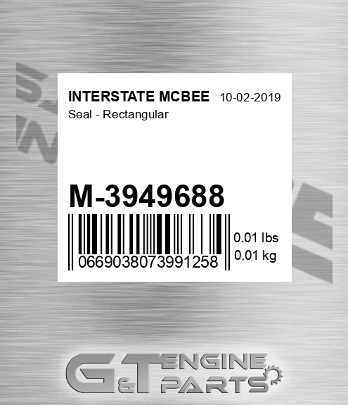 M-3949688 Seal - Rectangular for INTERSTATE MCBEE