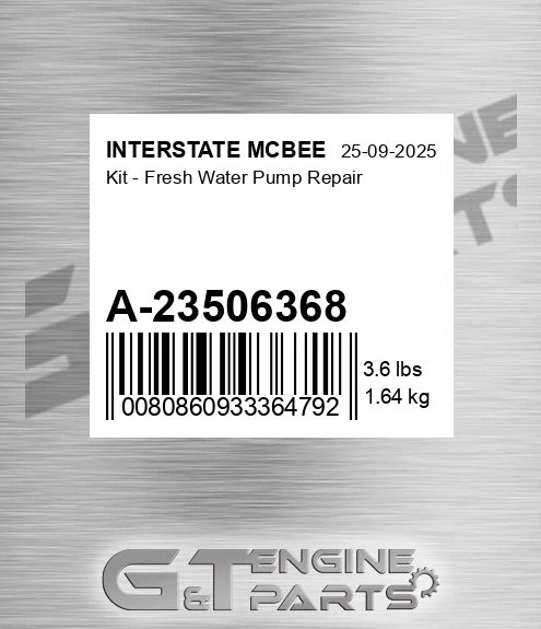 A-23506368 Kit - Fresh Water Pump Repair for INTERSTATE MCBEE