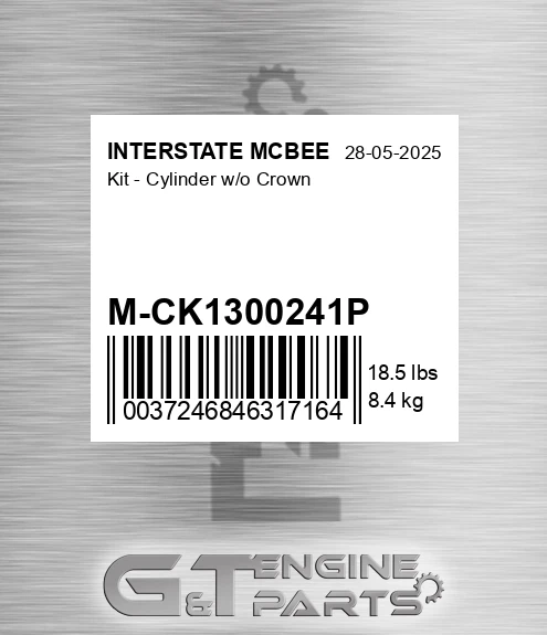 M-CK1300241P Kit - Cylinder W/o Crown for INTERSTATE MCBEE