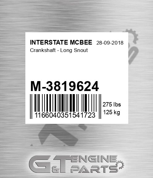 M-3819624 Crankshaft - Long Snout